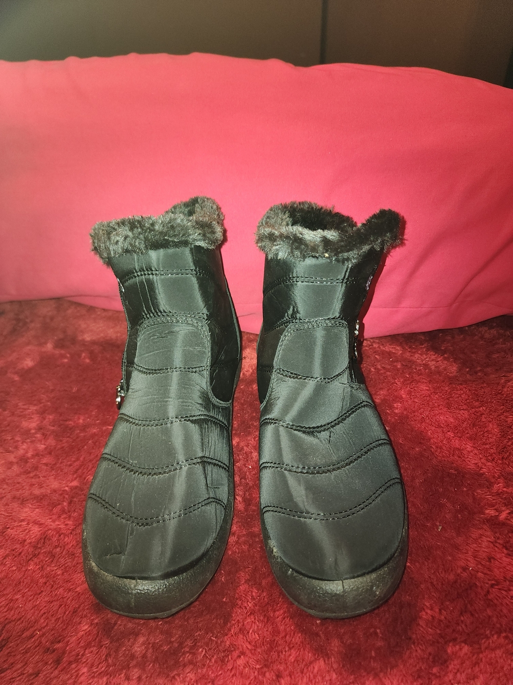 Women's Black Faux-Fur Winter Ankle Boots